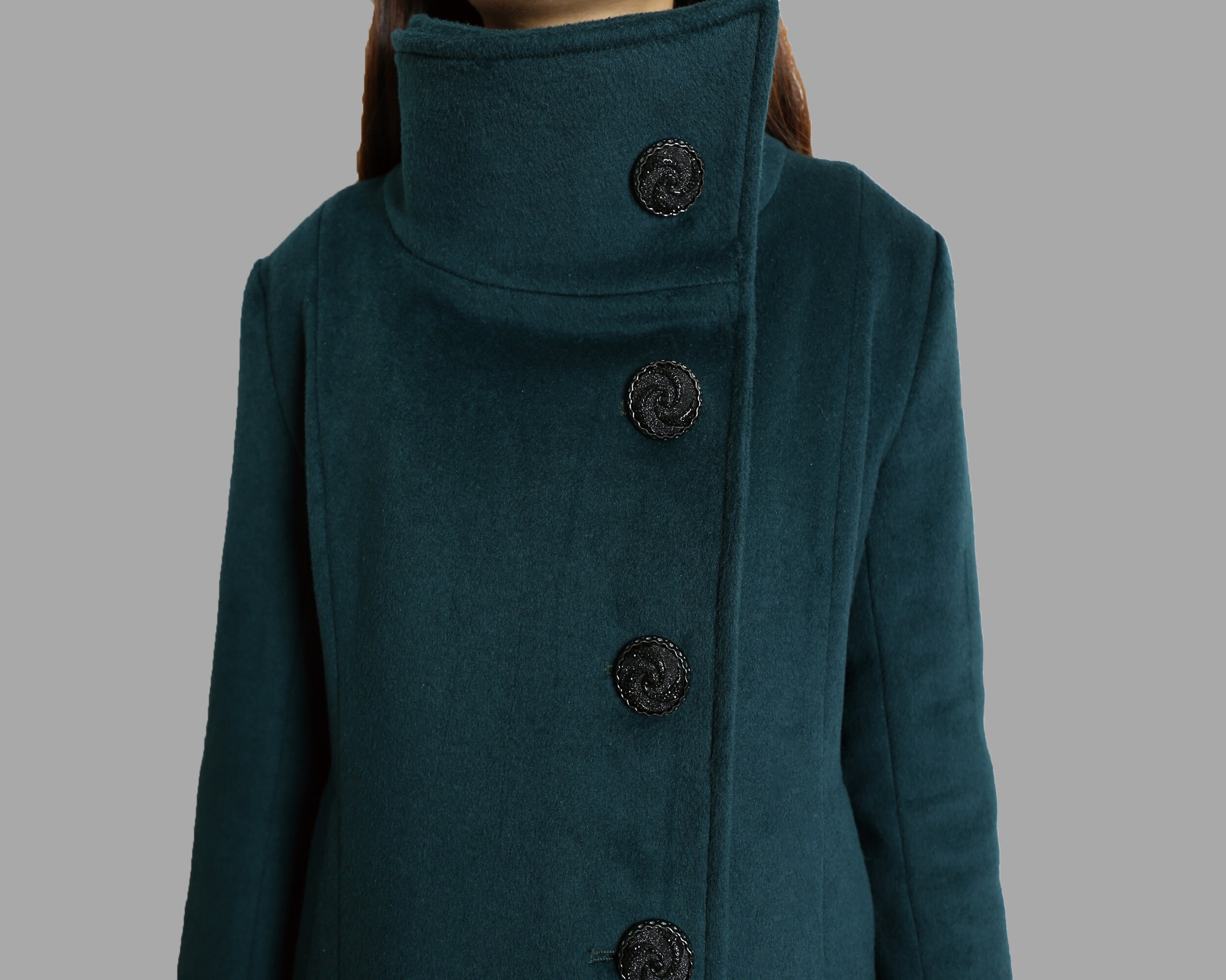 High neck wrap coat discount