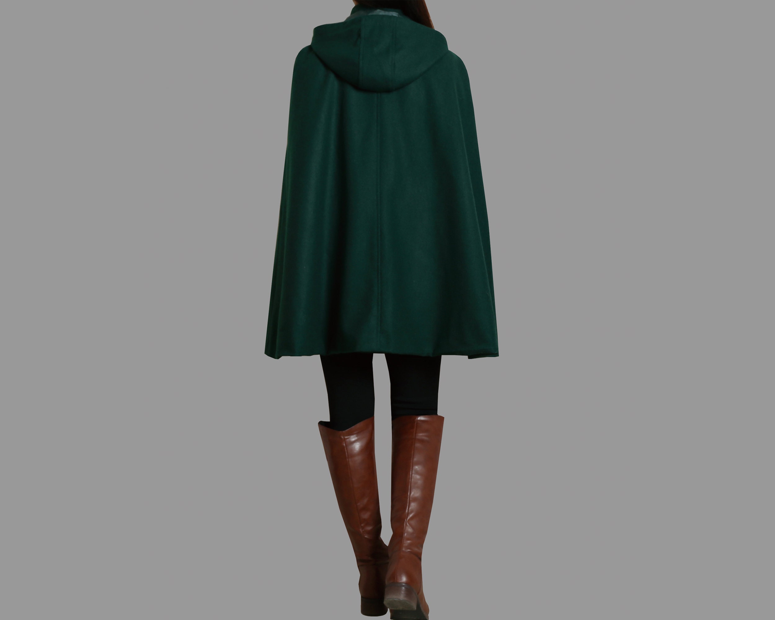 【Eaphi】highneck wool capecoat Cape Coat With Hood, Wool Poncho Jacket, High Neck Coat