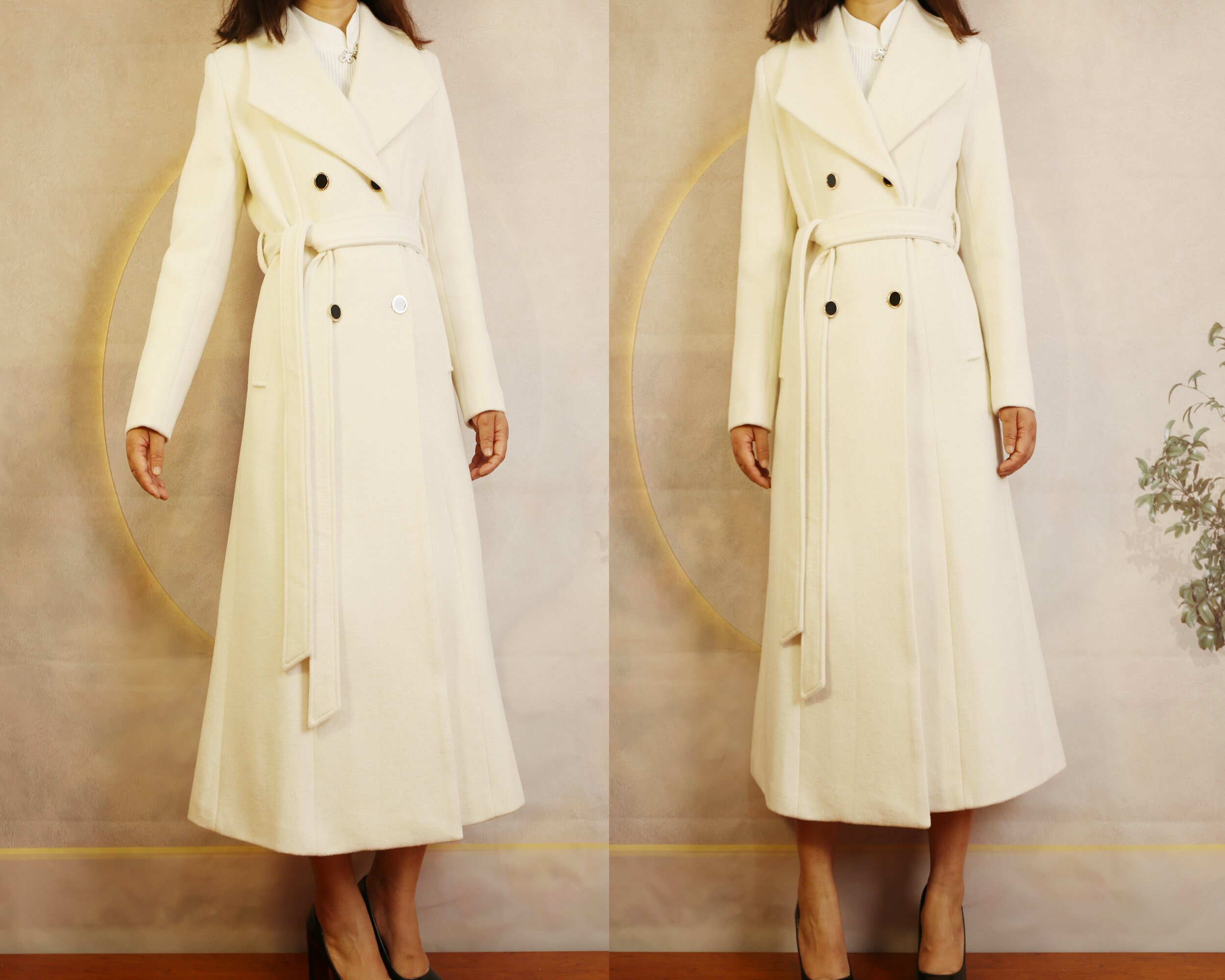 Wool Coat, Long Coat, White Coat, Warm Coat, Winter Coat Wool Coat, Long Coat, White Coat, Warm Coat, Winter Coat
