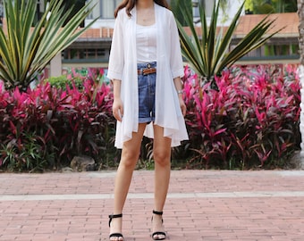 Chiffon Kimono Cardigan: Sun Protection Beach Cover-Up