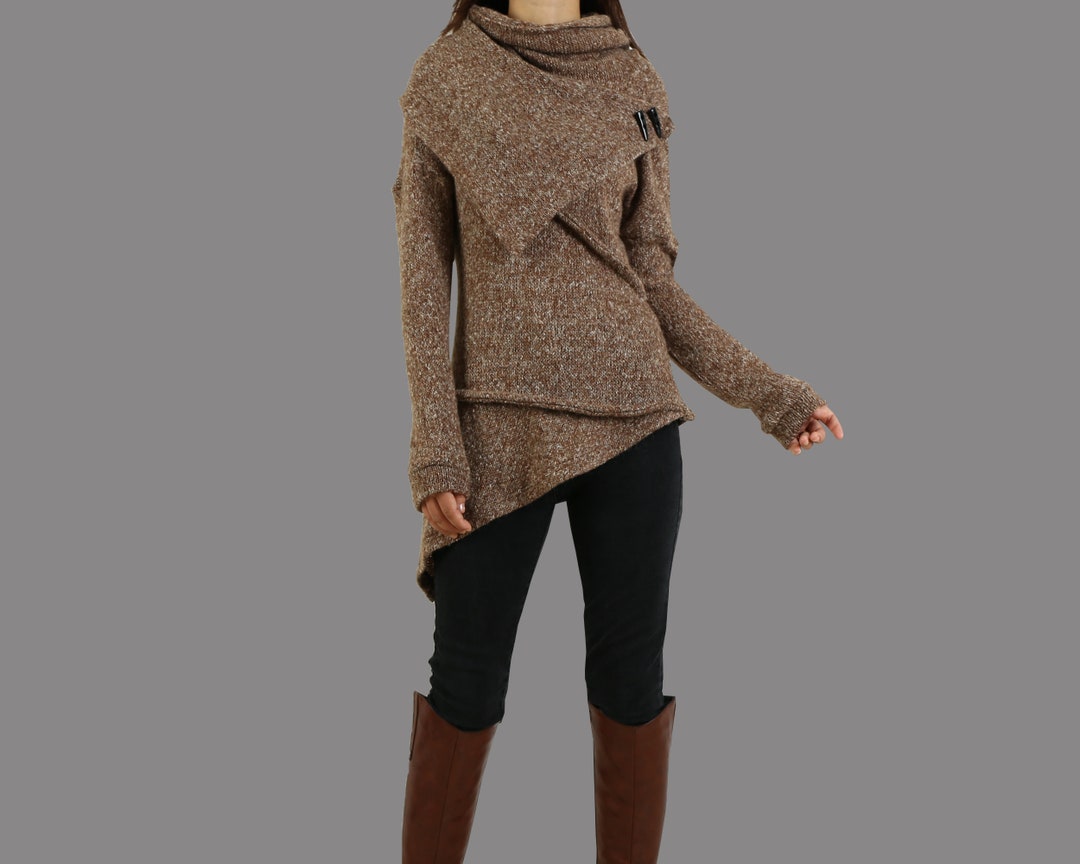 Pullover Sweater, Asymmetrical Knit Tops, Long Sleeve T-shirt, Poncho Neck Topy1081 - Etsy Pullover Sweater, Asymmetrical Knit Tops, Long Sleeve T-shirt, Poncho Neck Topy1081 - Etsy