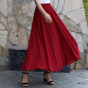 Women&#39;s elastic waist skirt, maxi skirt, chiffon skirt, long skirt, summer skirt, A-line skirt, customized summer dark blue skirt(Q2021)