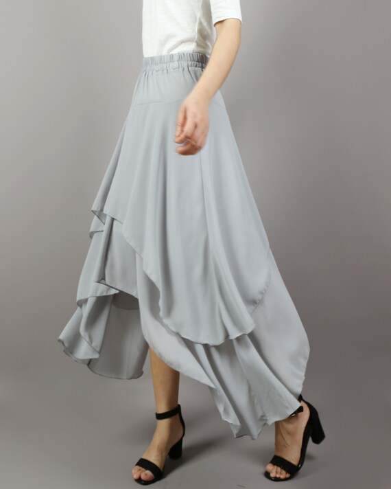 Asymmetrical online chiffon skirt