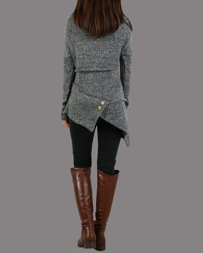 Asymmetrical Neck Long Sleeve Pullover Sweater