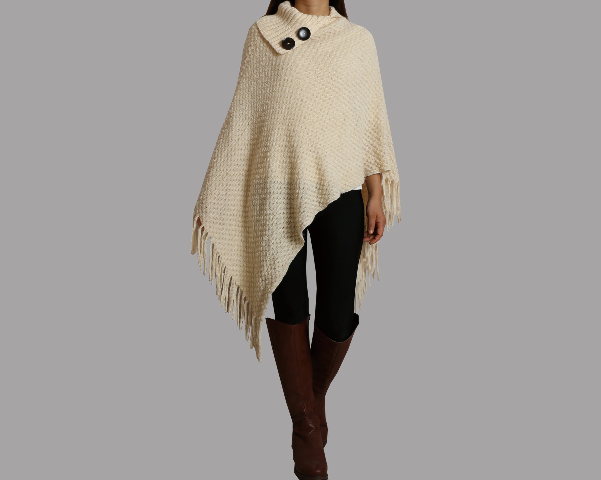 Knits poncho women, boho wool shawl, wrap sweater, cape top(P1082)