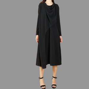 Women&#39;s asymmetrical long dress, cotton dress, maxi dress, plus size dress, casual dress, long sleeve dress(Q1115)