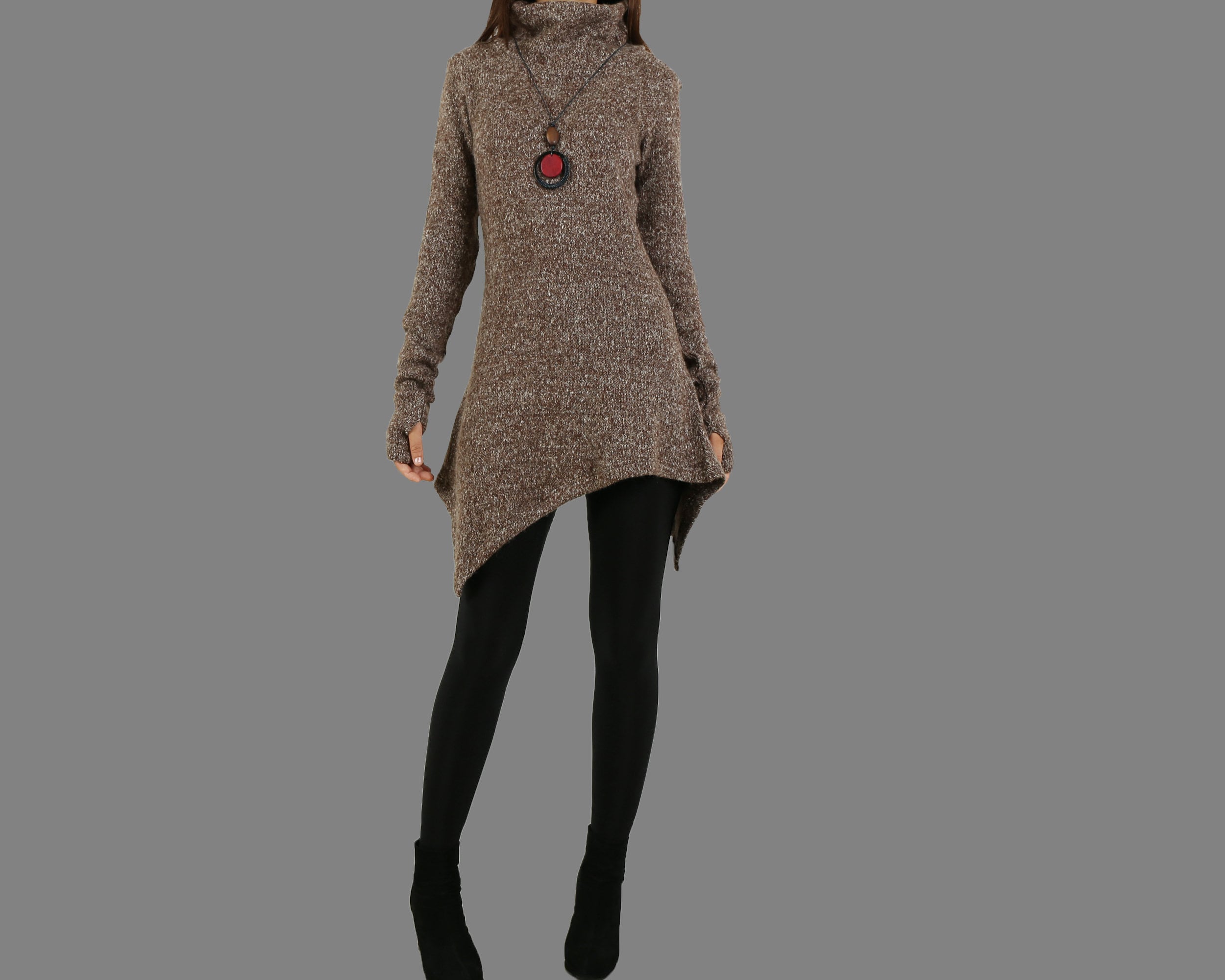 Red Tunic Sweater Etsy