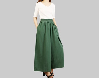Elastic waist trousers, Wide leg pants, Linen pants for women, high waist pants, light weight pants, summer pants(K1060)