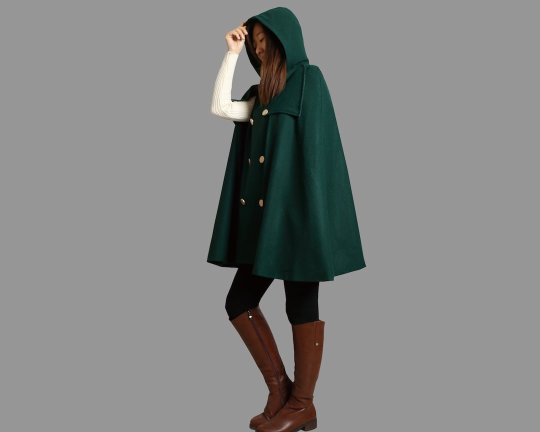 ジャケット・アウター Vintage 60's Wool Hooded Poncho Cape Wool Poncho. Hooded Poncho. Stylish Long Poncho. Unisex