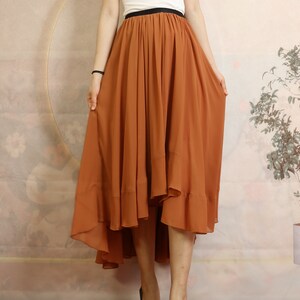 Women&#39;s asymmetrical skirt, chiffon skirt, elastic waist skirt, summer skirt, customized skirt, dark blue skirt(Q1009)