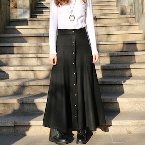 Wool Maxi Skirt: High Waist A-Line Winter Skirt