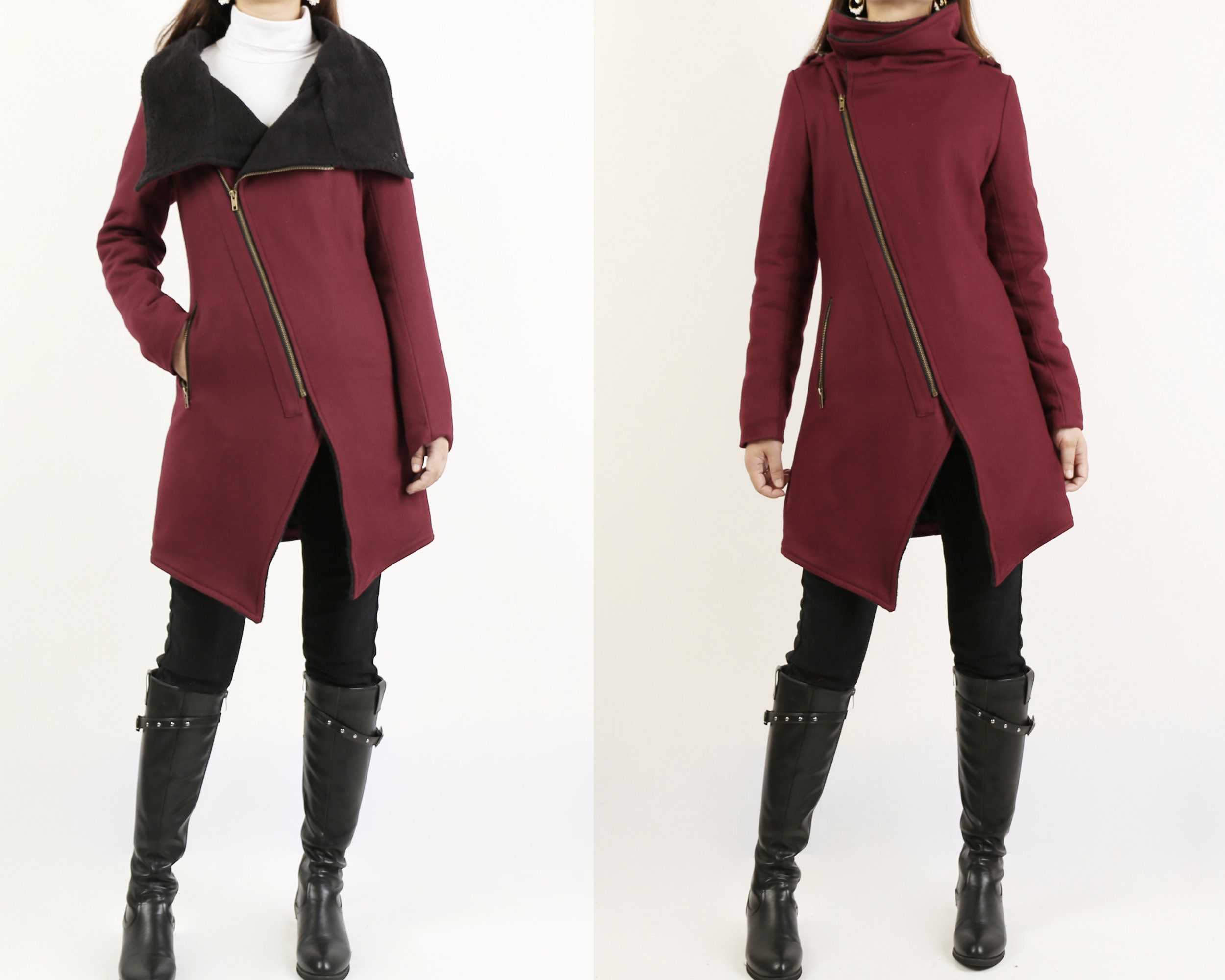 ONWARD樫山 23区 woolcoat Wool Coat/asymmetrical Jacket/winter Jacket/wool Coat/trench