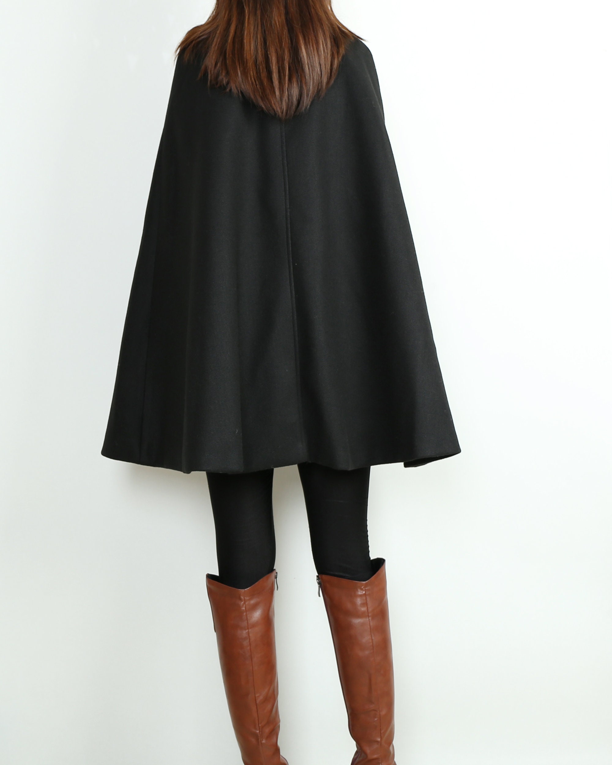 Eaphi　highneck wool capecoat Stylish Eaphi High-neck Wool Cape Coat in Brown - Women's
