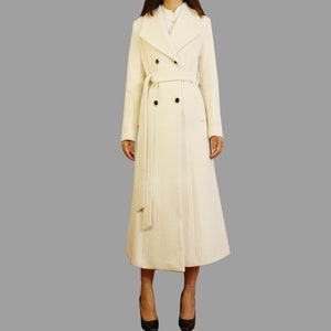 Handmade Wool Blend Maxi Coat: Belted Winter Trench Coat Dress