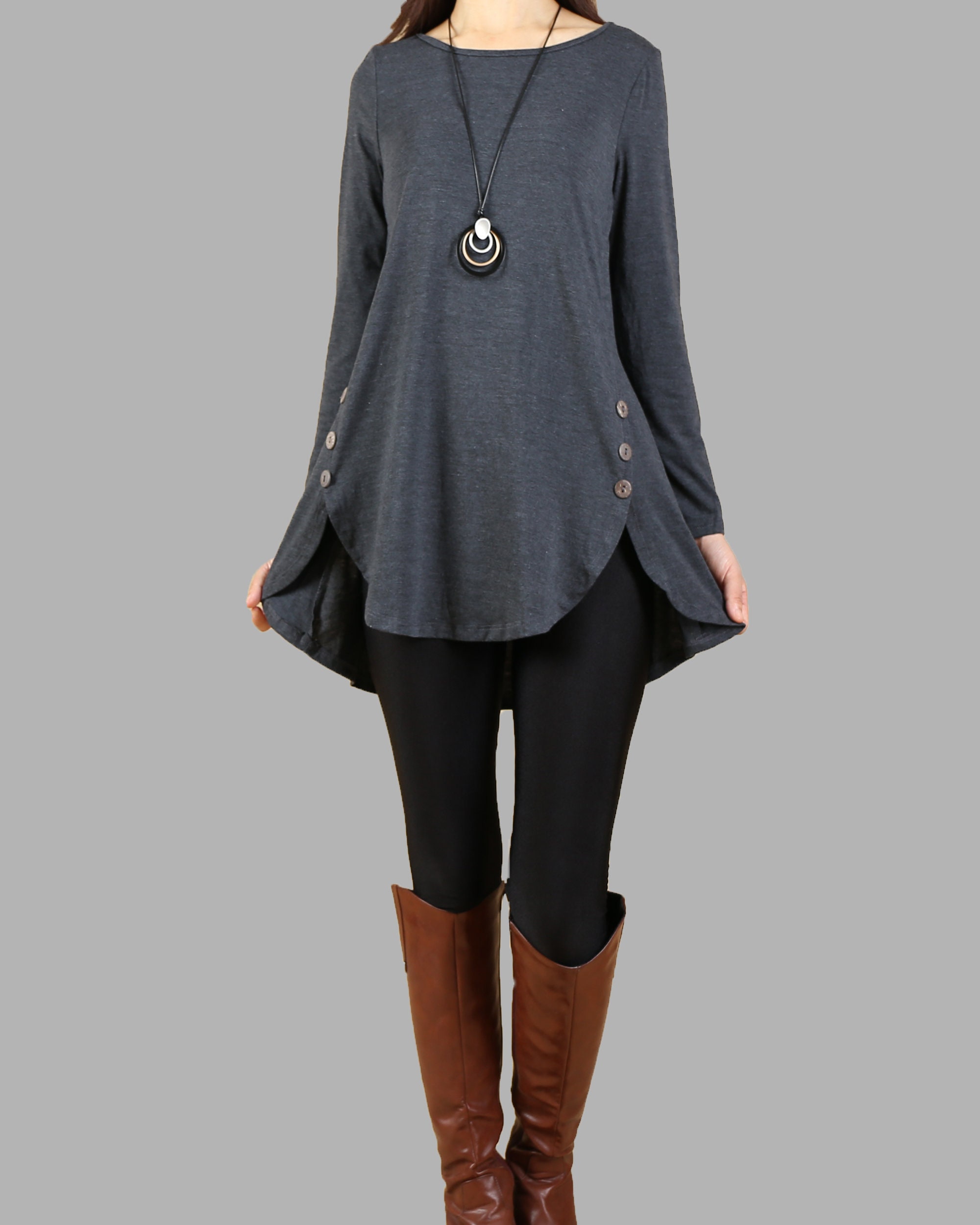 Tシャツ・カットソー UMA WANG Women Tunic Tops UW1022 690 BROWN il_fullxfull.2515577913_tl01.jpg