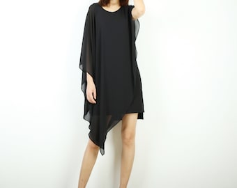 Asymmetrical Chiffon Tunic Dress: Layered Modal Cotton Oversized Top