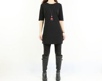 Cotton Tunic Dress: Half Sleeve Mini Dress