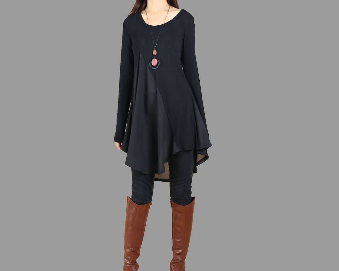 Buy Modal Chiffon Tunic Top: Long Sleeve Yoga T-shirt Dress