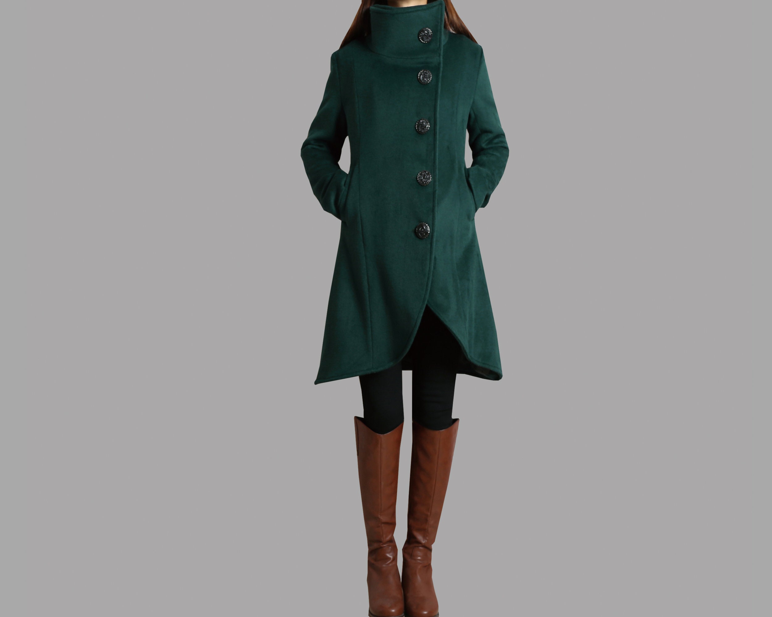 Winter Coat Women, High Neck Wool Coat, Button Down Coat, Asymmetrical Winter Jacket, Trench Coat, Long Overcoat, Oversized Coaty1208 - Etsy Winter Coat Women, High Neck Wool Coat, Button Down Coat, Asymmetrical Winter Jacket, Trench Coat, Long Overcoat, Oversized Coaty1208 - Etsy