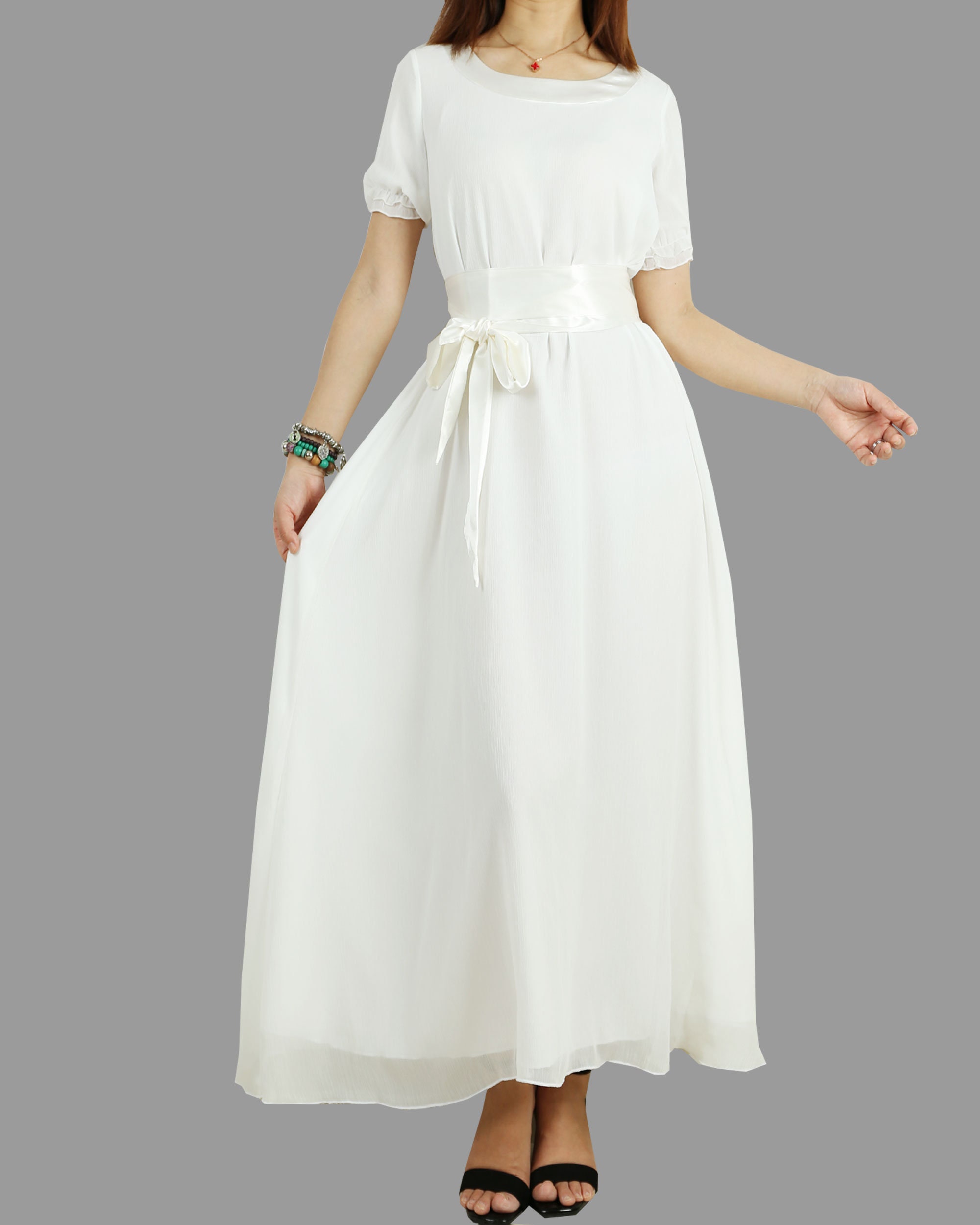 Pleated Chiffon Maxi Dress: Elegant Bridesmaid or Wedding Gown