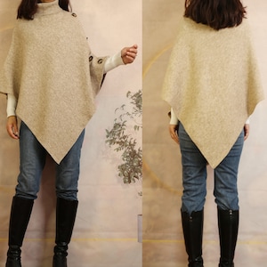 Turtleneck shawl, sweater poncho women, boho shawl, pullover sweater, cape top, high neck sweaters cape(P1085)