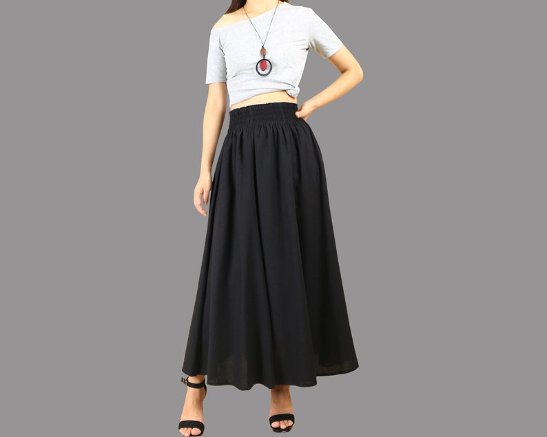 Boho linen skirt Elastic waist skirt high waist skirt maxi | Etsy