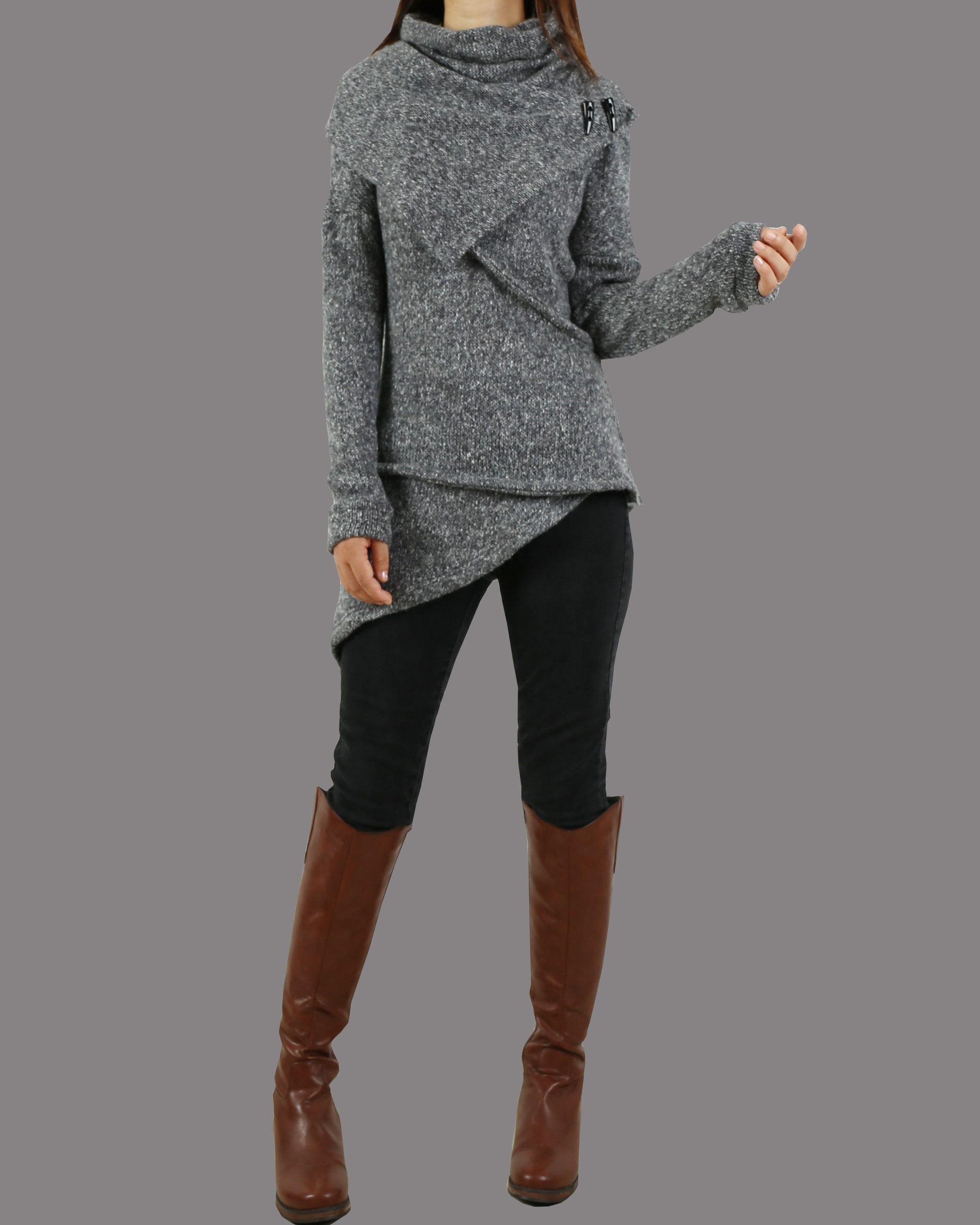 Asymmetrical high neck sweatshirt sales