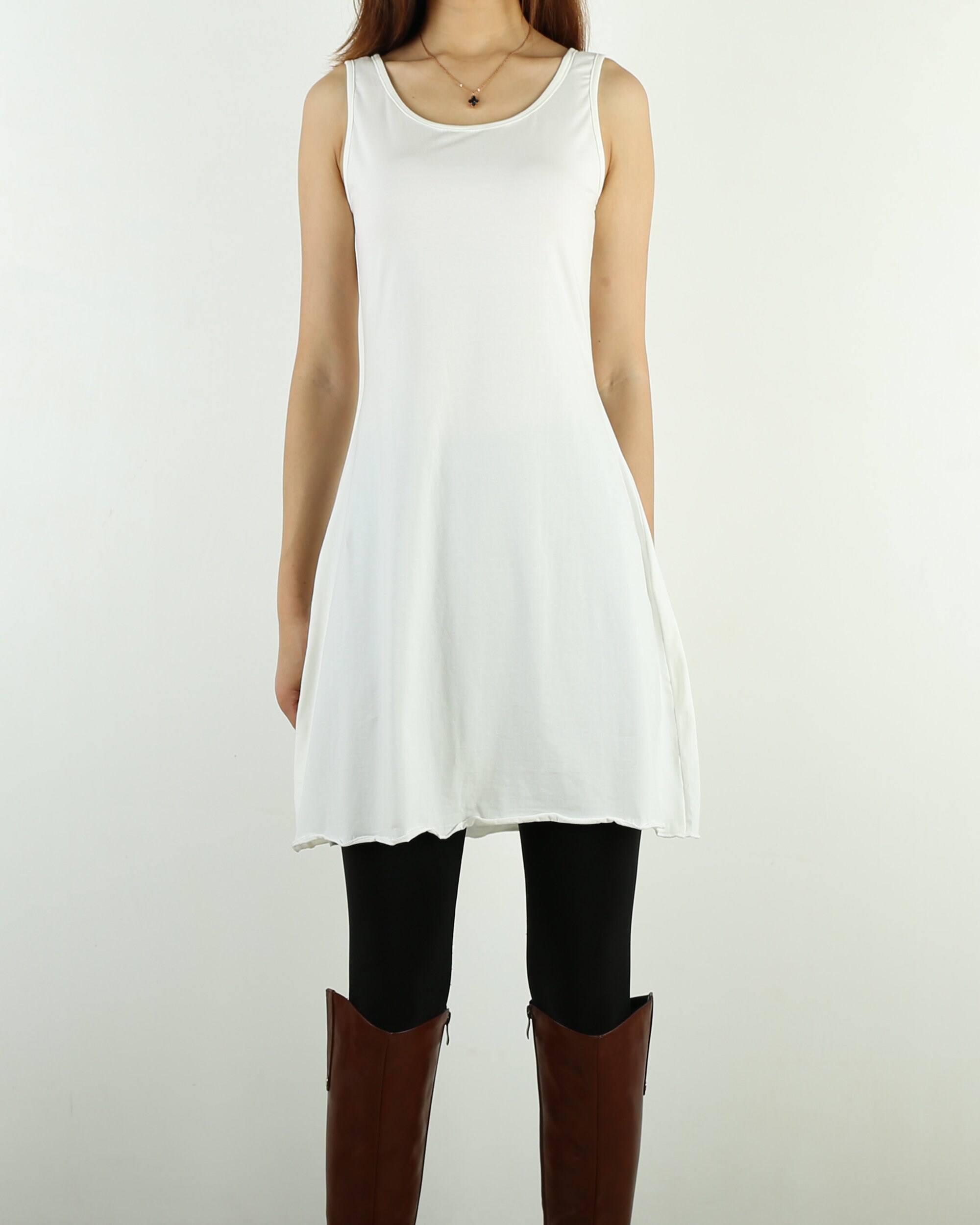 Women's Layered Tunic Dress Set, 2 Pieces Dress, Cotton Tank