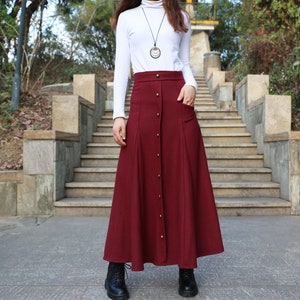 Wool Maxi Skirt: High Waist A-Line Winter Skirt