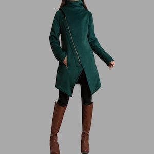 Winter Coat Women, High Neck Wool Coat, Button Down Coat