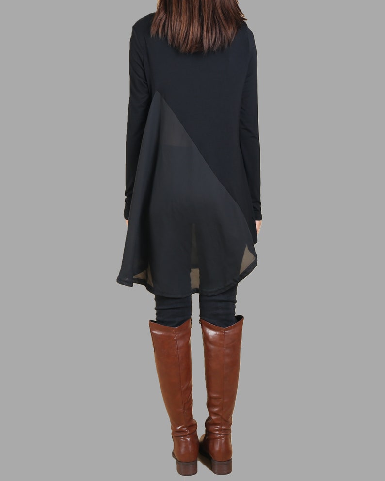 tunic tops for Leggings summer tops Modal and chiffon tunic top yoga t-shirt long sleeve tunic dress black sports T-shirt Y1090