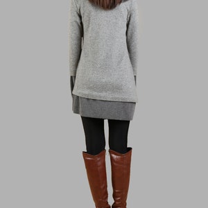 Pullover sweater women, Asymmetrical sweater tunic dress, long sweaters, plus size sweatshirt, oversized casual customized knit topY1094 image 6