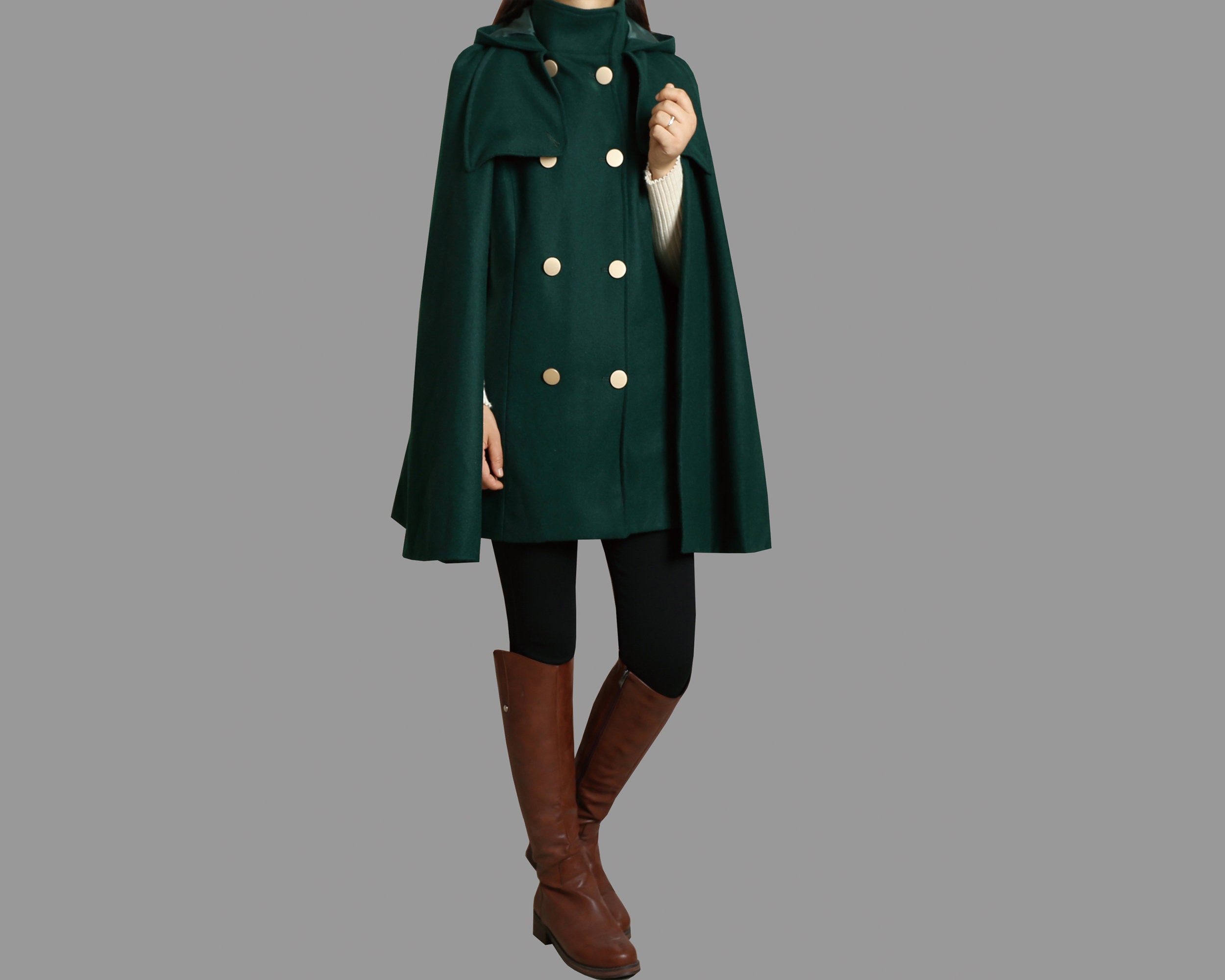 【Eaphi】highneck wool capecoat Treasure Hooded Cape – Peruvian Link Alpaca Collection