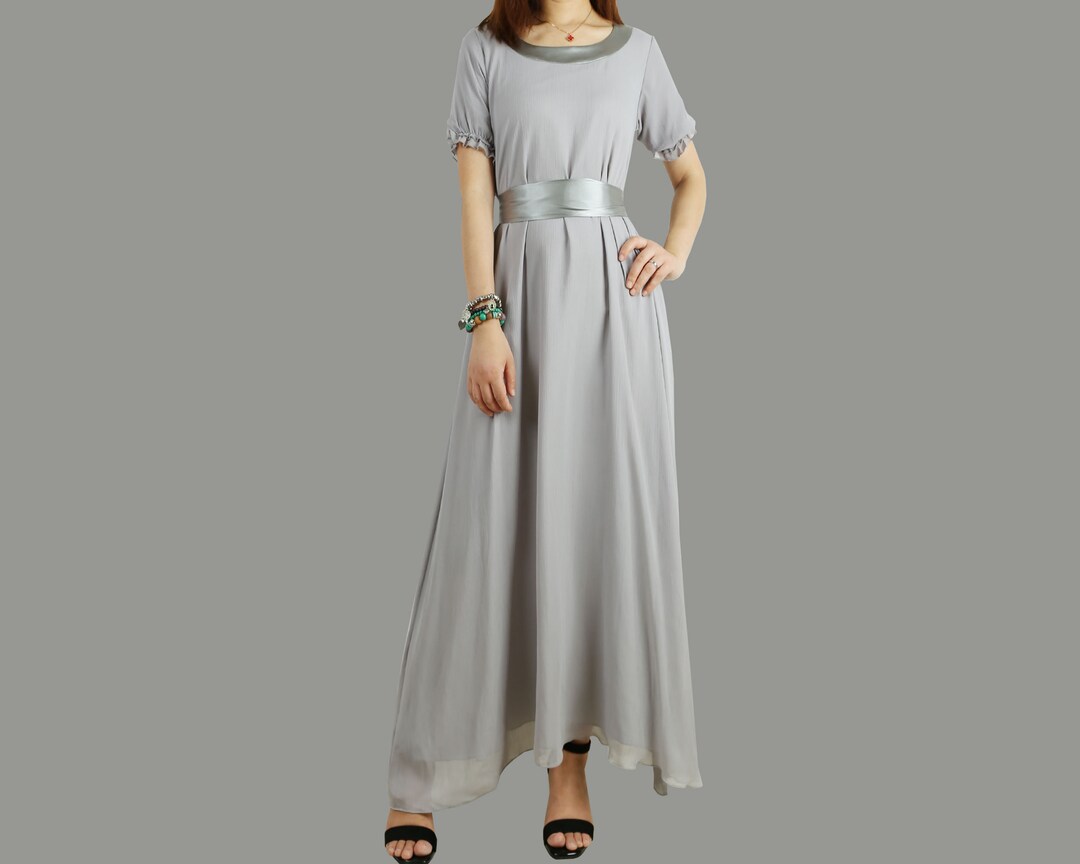bridesmaid pleated chiffon maxi dress A-Line Pleated Chiffon Long Bridesmaid Dress in Sky Blue, Sky Blue / 2