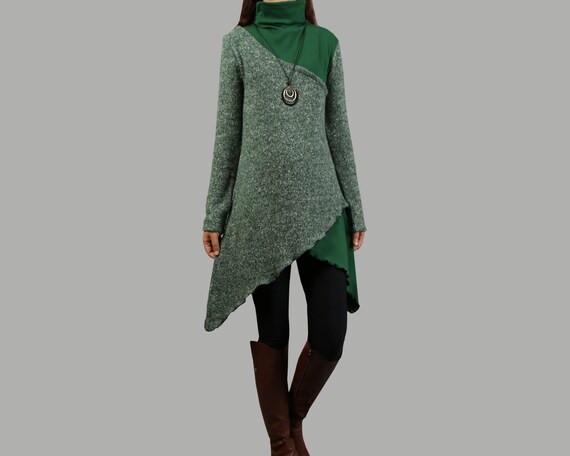 Sueteres pullover para mujer vestido de tunica de sueter asimetrico sueteres largos sudadera de talla grande top de punto personalizado casual de gran tamano Y1101 Etsy Espana
