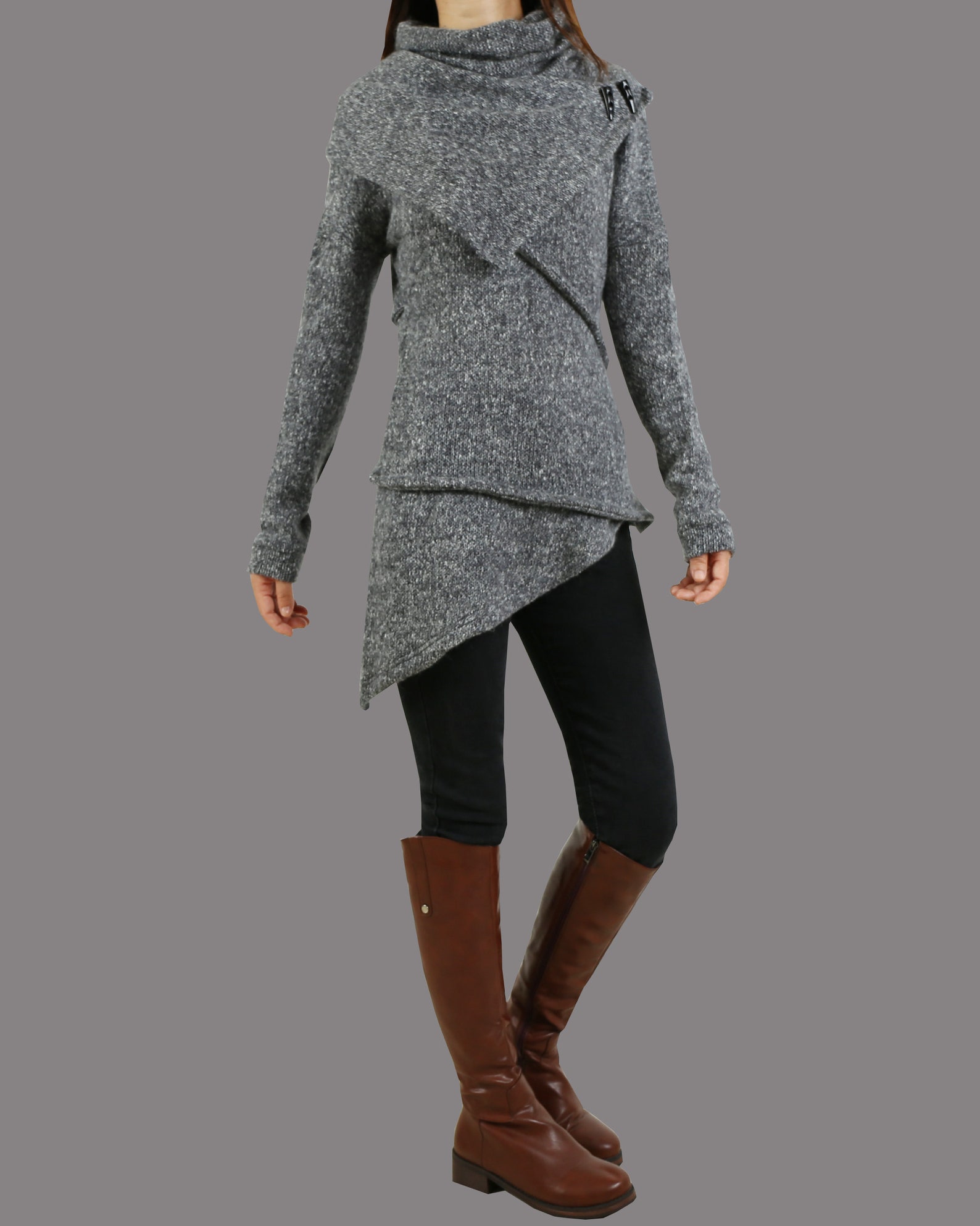 Asymmetrical Sweaters Pullover Sweater Asymmetrical Knit Etsy