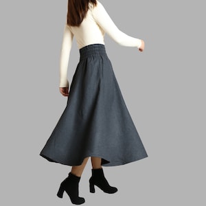 Wool Midi Skirt: High Waist Winter Skirt with Pockets