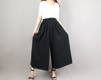 Linen pants for women, Wide leg pants, elastic waist trousers, high waist pants, light weight pants, summer pants(K1060)