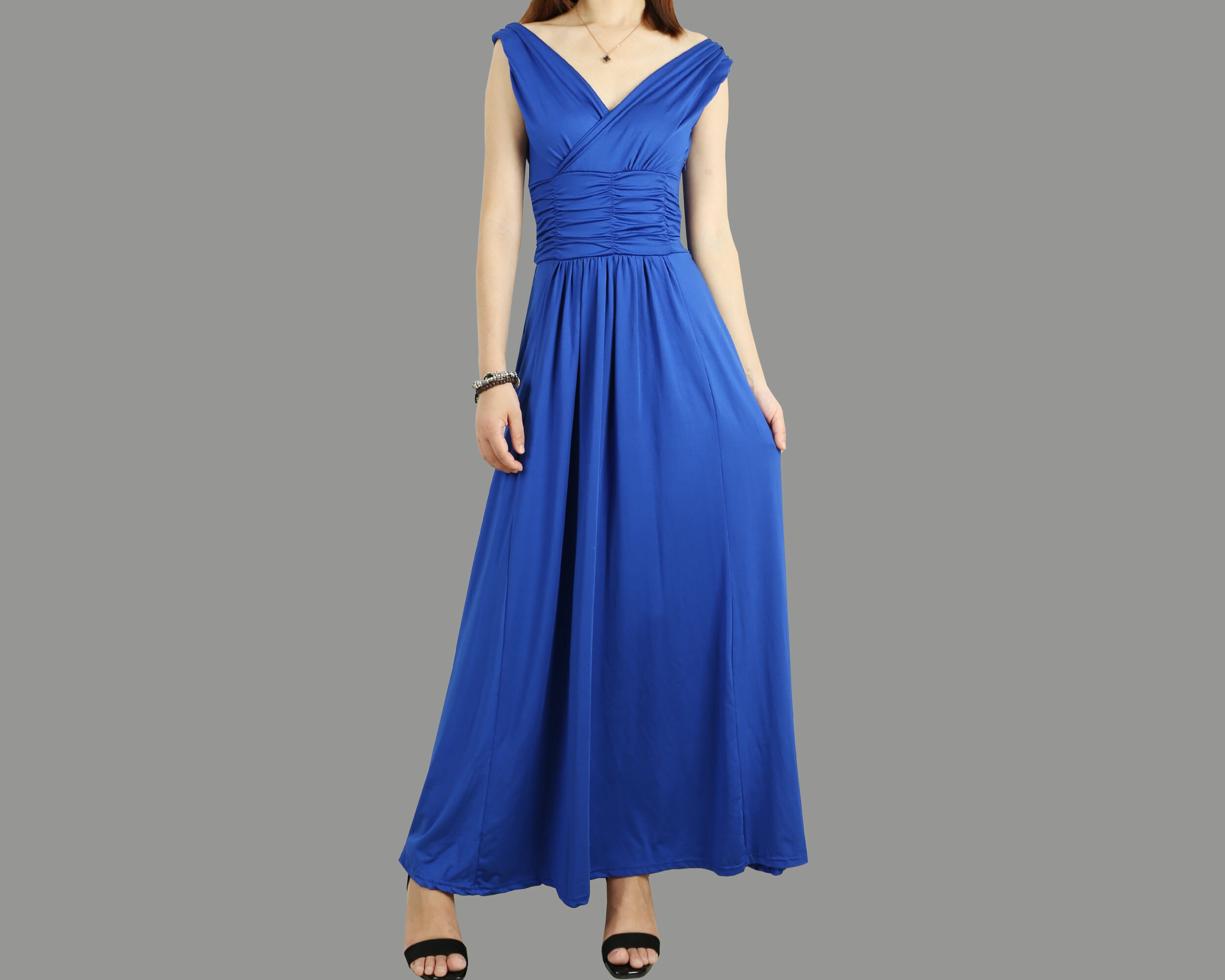 Sapphire Blue Maxi Dress: Sleeveless Evening Gown Sapphire Blue Maxi Dress: Sleeveless Evening Gown
