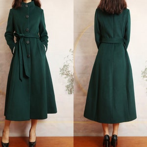 Wool Coat women, Long Wool Jacket, Coat dress, Winter Coat, wool Trench Coat, Full Length coat, maxi coat, Belt Coat, Handmade Coat(Y1159)