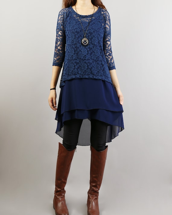 chinese dress ladies Baltic Born Womens Summerlin Lace Top Maxi Dress | Blue main image 0