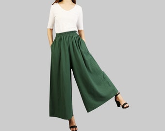 Linen Blend Wide Leg Pants: High Waist Summer Trousers
