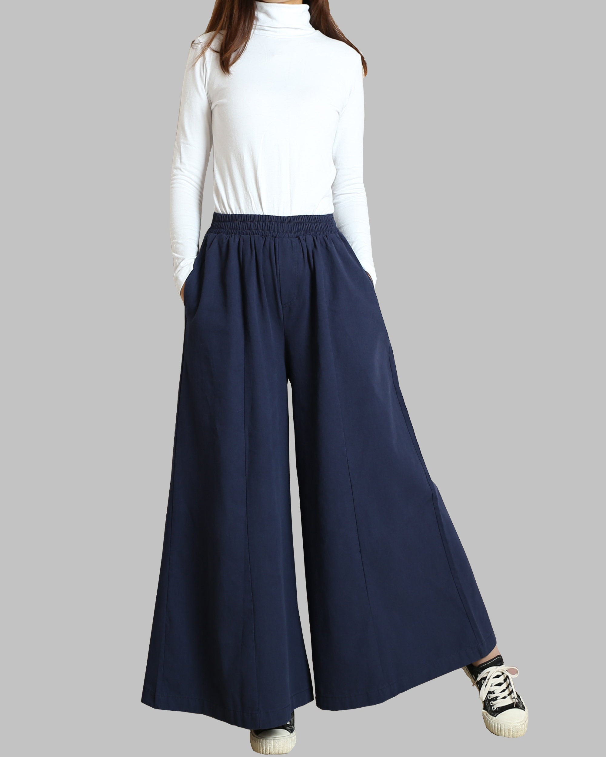 パンツ VISCOSE SKIRT LAYERED PANTS kayle Linen Skirt Pants, Wide Leg Linen Pants, Flare Skirt Pants