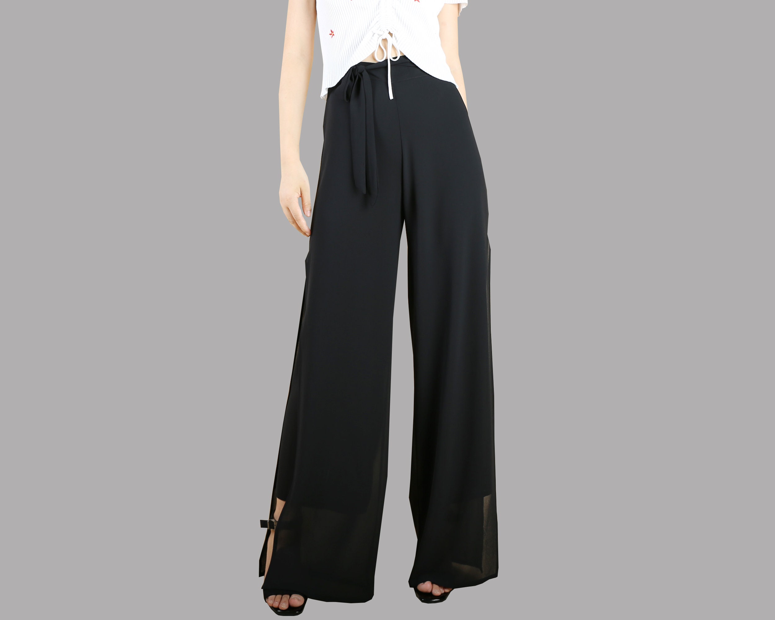 Women's Straight Leg Trousers Chiffon 