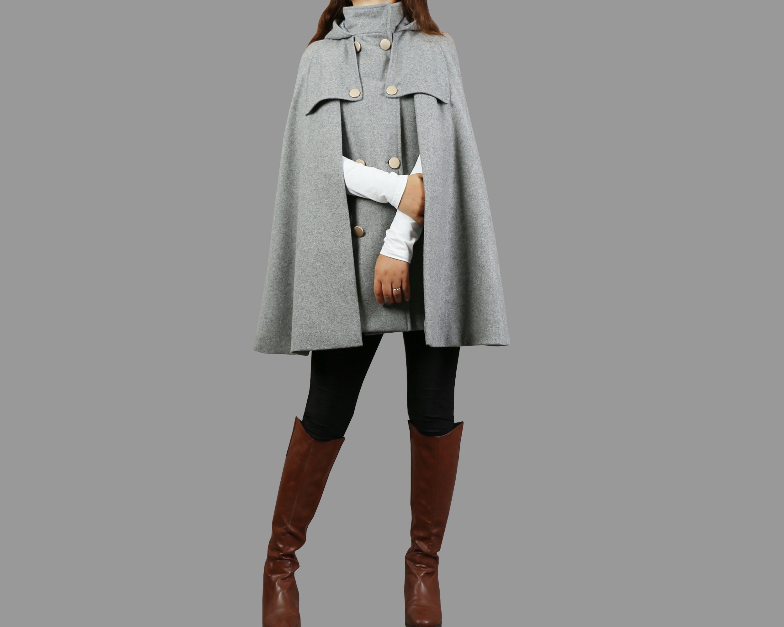 ジャケット・アウター   205W39NYC Wool Cape coat Hooded Wool Cape Coat: High Neck Winter Poncho Jacket - Etsy