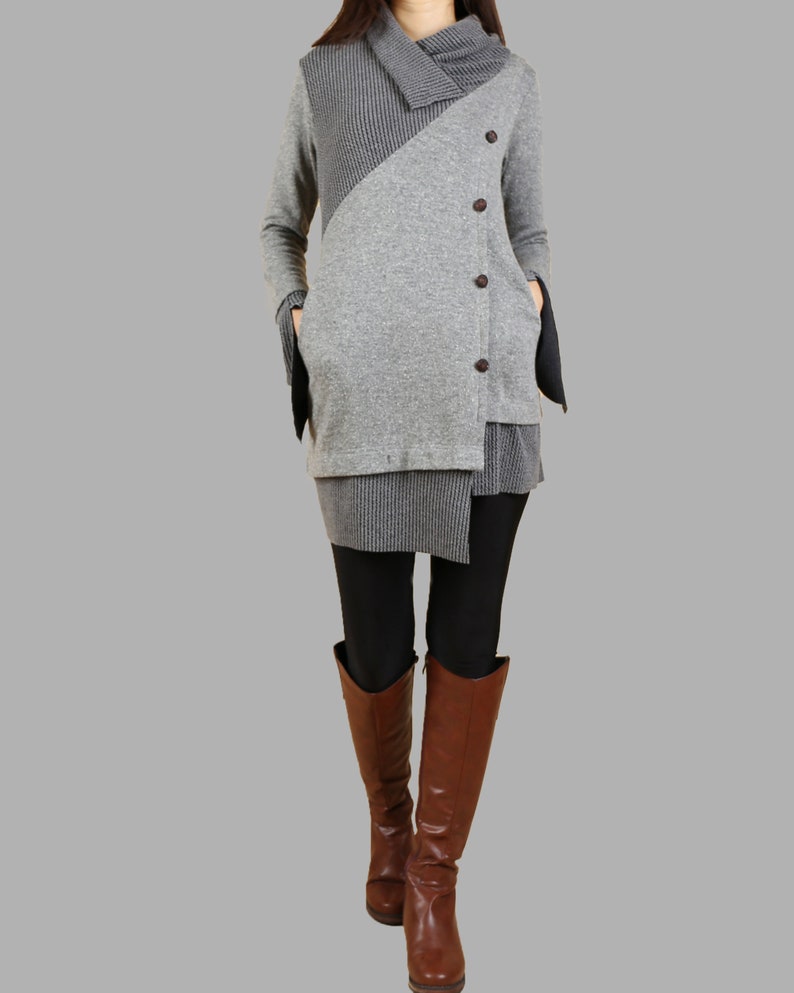 Pullover sweater women, Asymmetrical sweater tunic dress, long sweaters, plus size sweatshirt, oversized casual customized knit topY1094 image 5