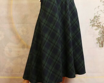 Plaid Skirt, Winter Skirt, Wool Skirt, Long Skirt, Vintage