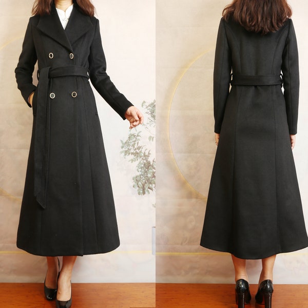 Wool Coat women, Long Wool Jacket, Coat dress, Winter Coat, wool Trench Coat, Full Length coat, maxi coat, Belt Coat, Handmade Coat(Y1169)