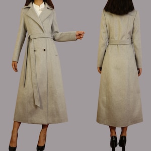 Pink Long Wool Maxi Coat, Women Wool Trench Coat, Winter