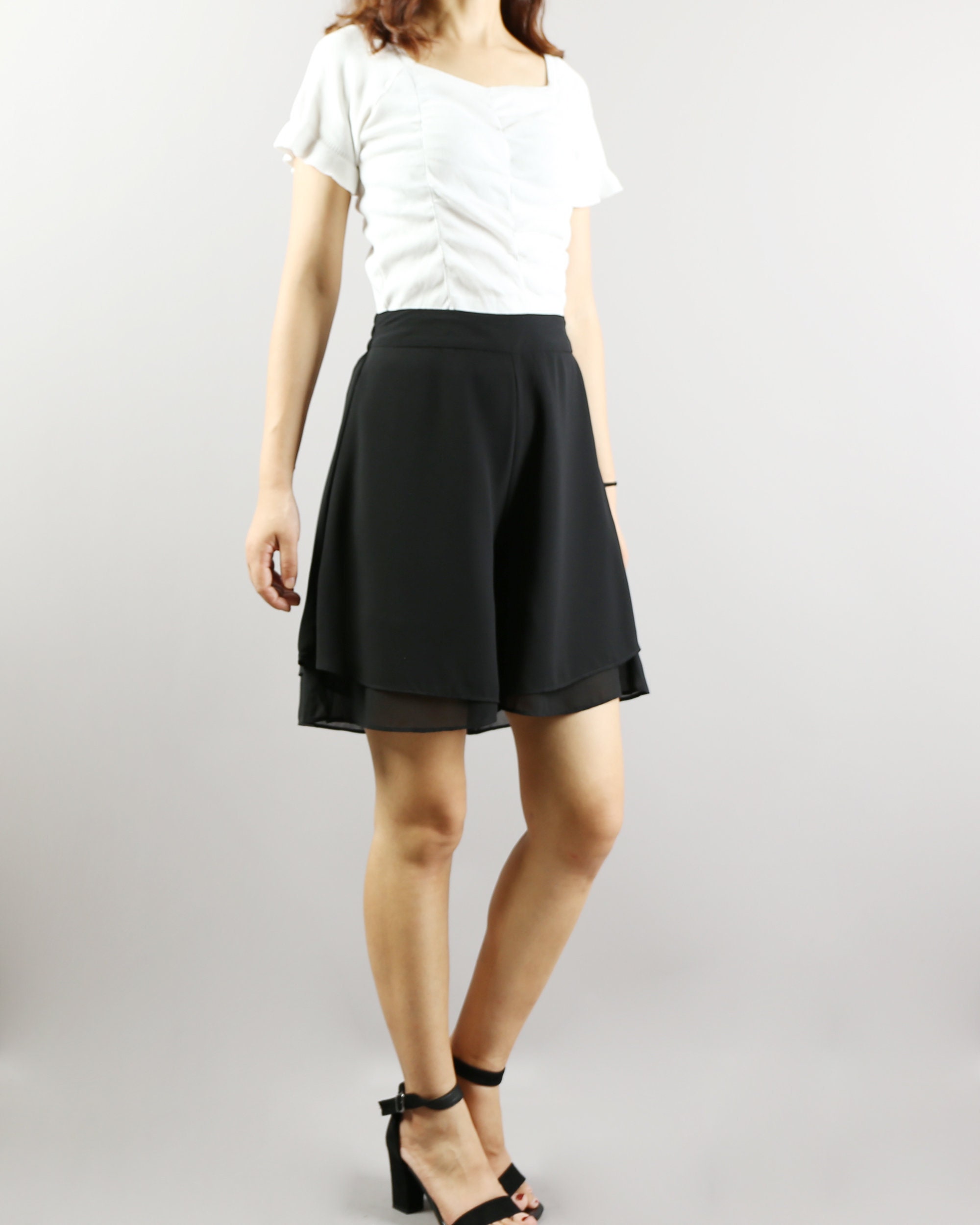 Shorts women, chiffon short pants, summer hot pants, elastic waist shorts, wide leg shorts, casual customized pants(K1069)